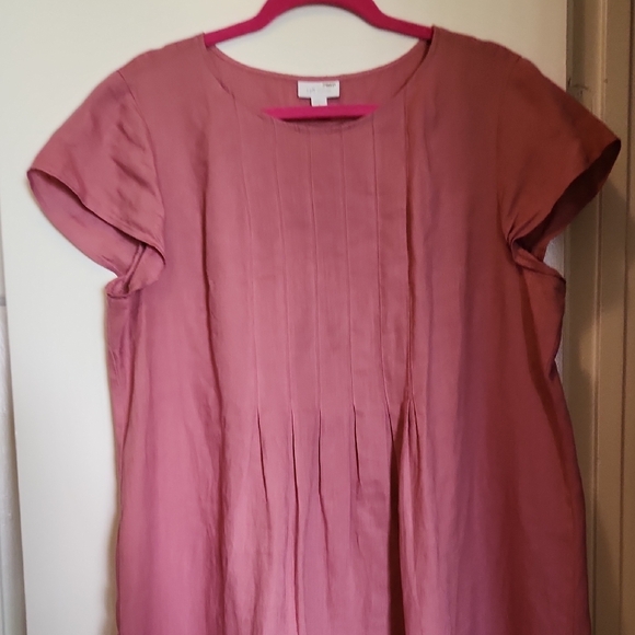 J. Jill Maueve Pink Comfy Cute And Cool 100% Linen Dress Size Large Tall - Picture 5 of 12